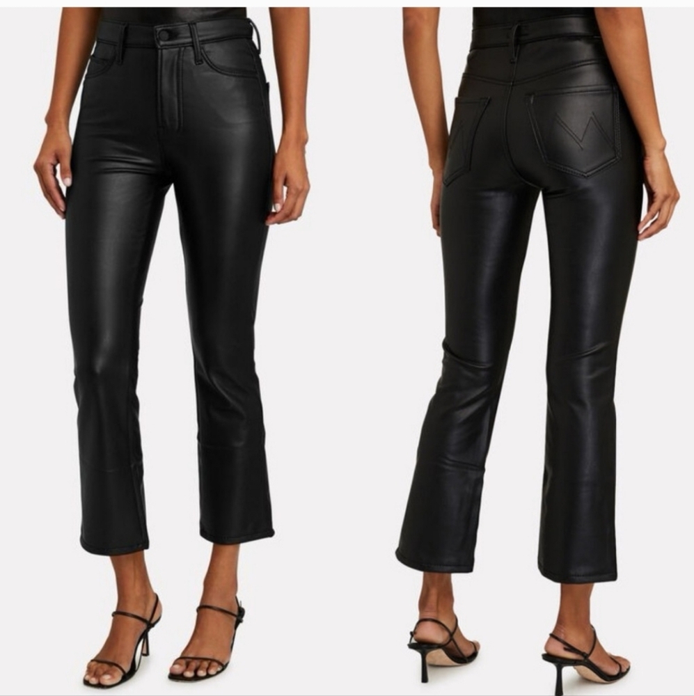 Mother Black Faux Leather Pants Size 32